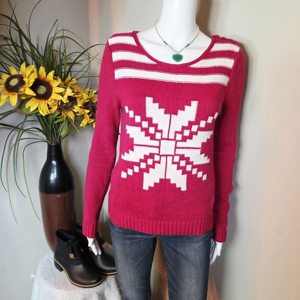 Roxy Red Christmas Snowflake Sweater